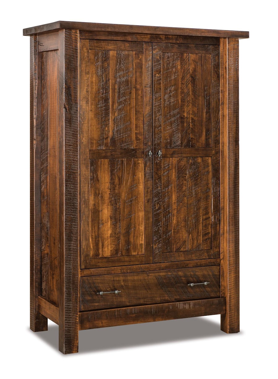 Rustic Hardwood Wardrobe Armoire from DutchCrafters Amish Furniture