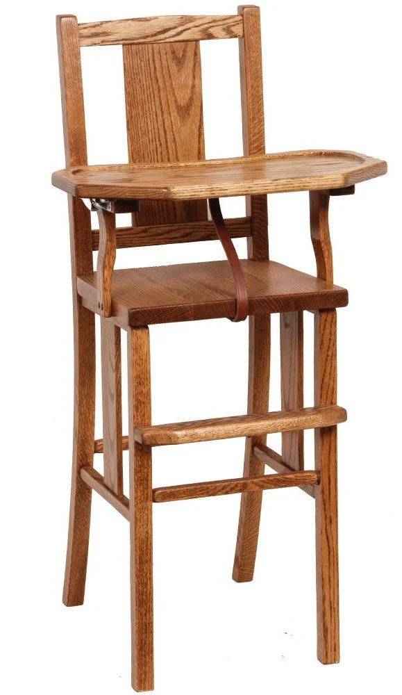 Solid Wood High Chair with Slide Tray - Amish Handcrafted Quality