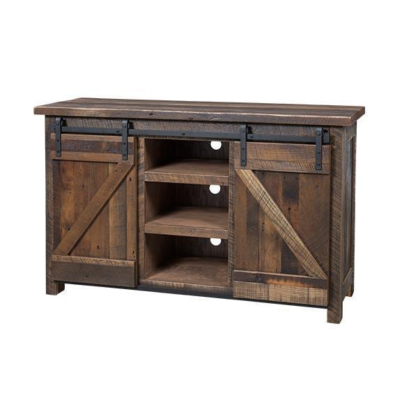 Amish Reclaimed Barndoor TV Stand from DutchCrafters Amish Furniture