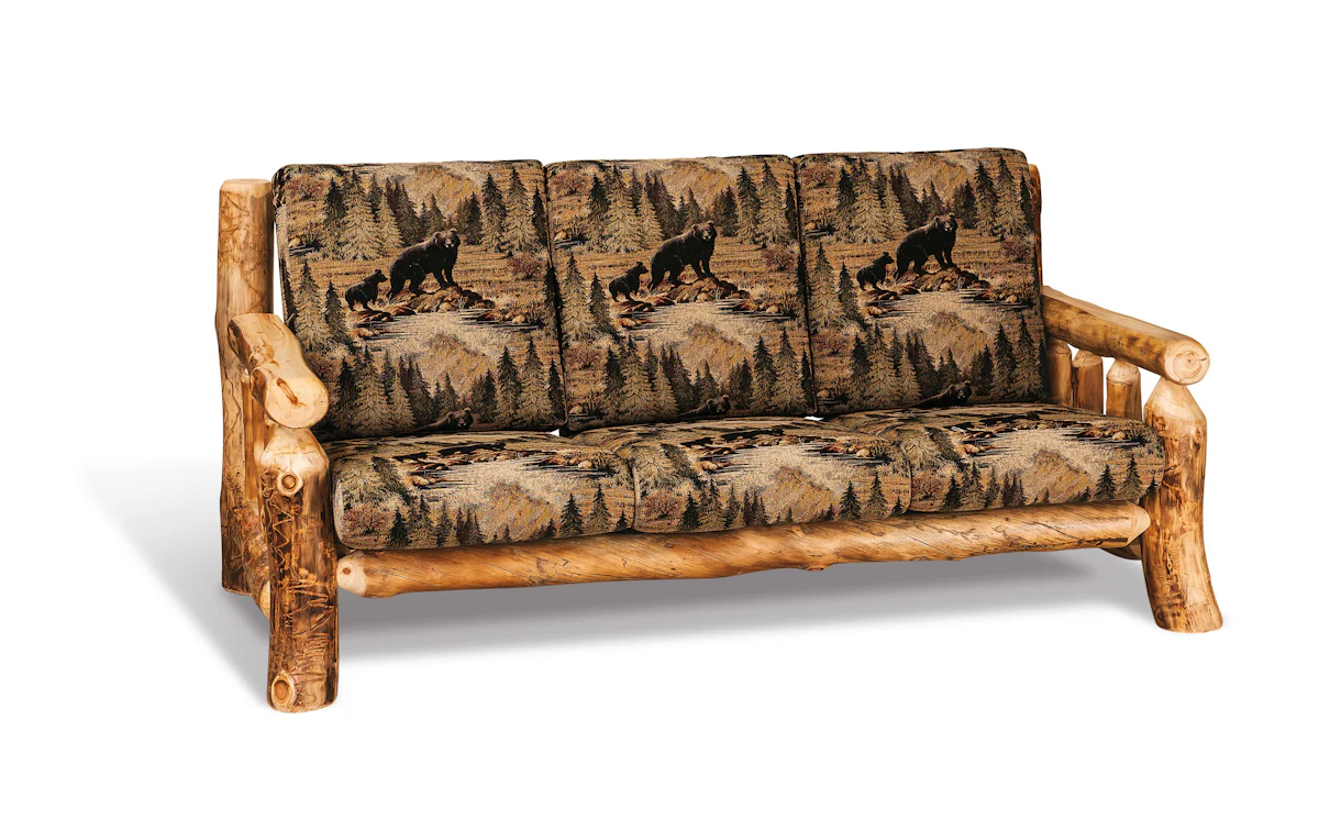 Amish-Crafted Log Frame Sofa with Plush Cushions | DutchCrafters