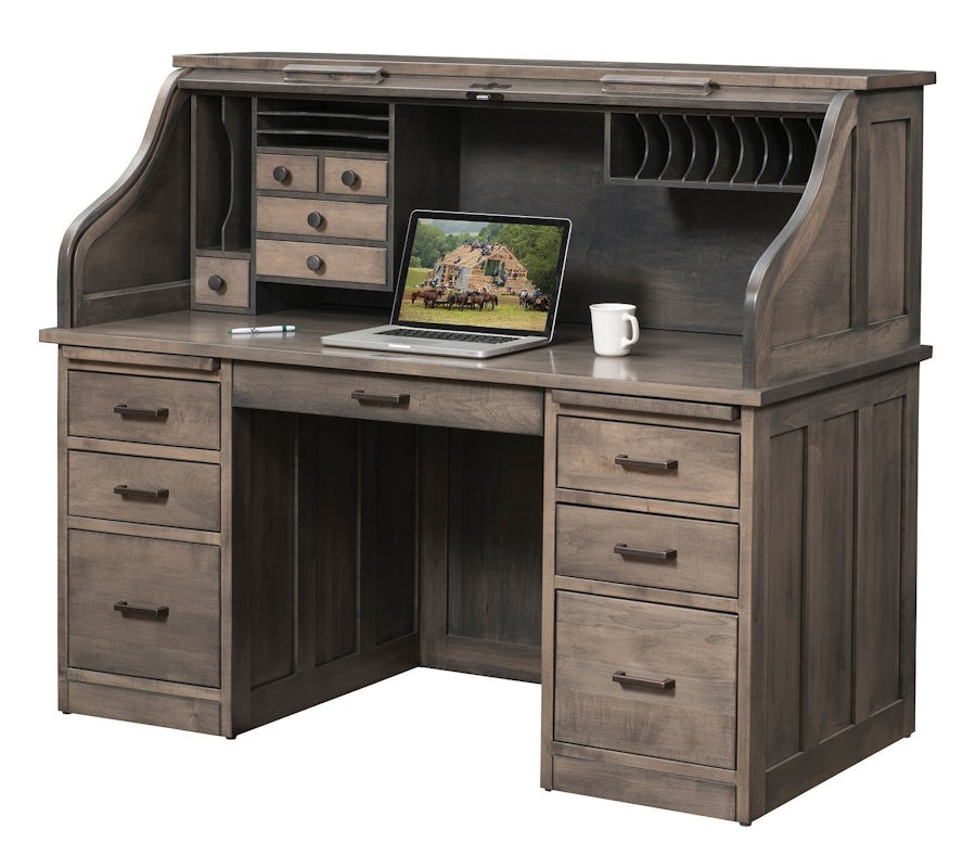 Arts & Crafts Computer Roll Top Desk from DutchCrafters Amish