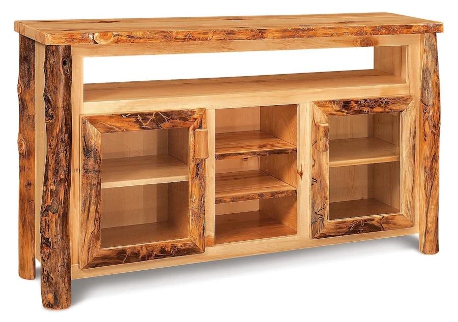 Rustic Log 60" TV Stand with Open Storage | Amish Handcrafted