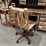 Rustic Log Desk Chair and Rustic Office Chairs from DutchCrafters
