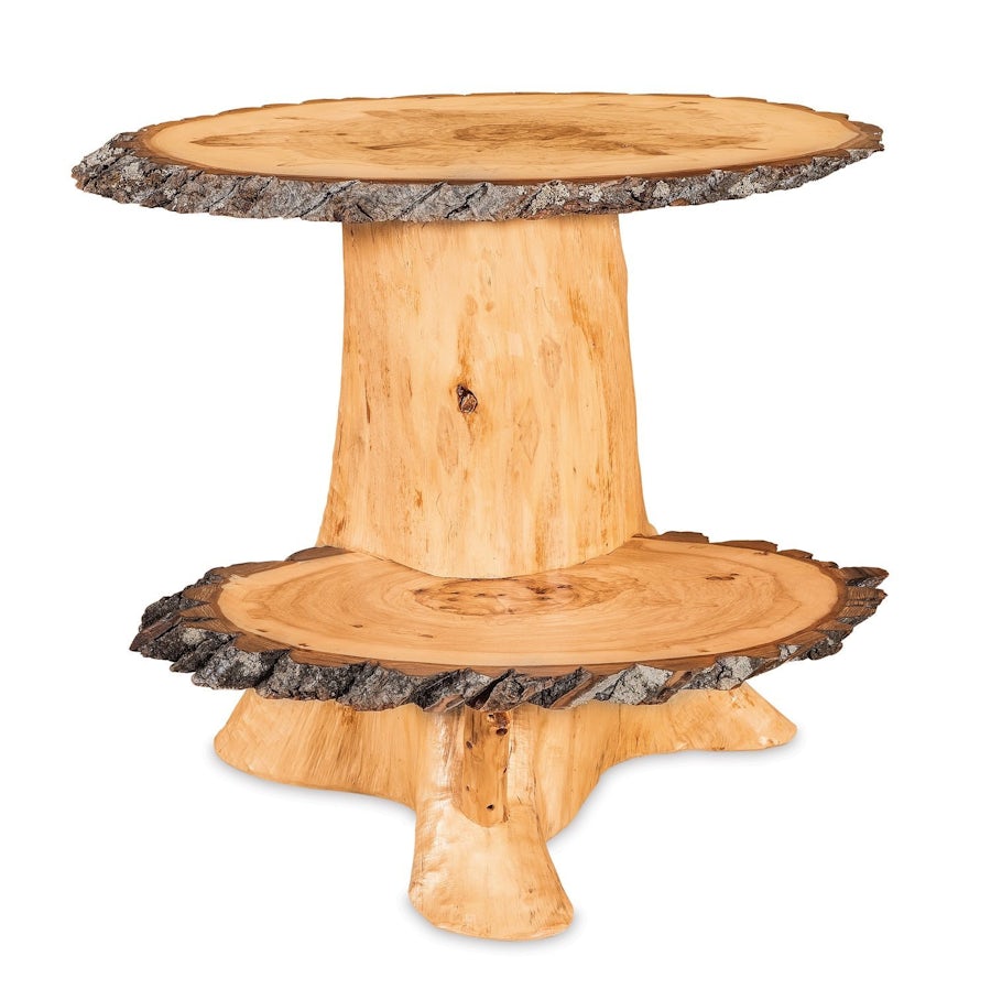Rustic Log Double Slab Stump End Table from DutchCrafters Amish