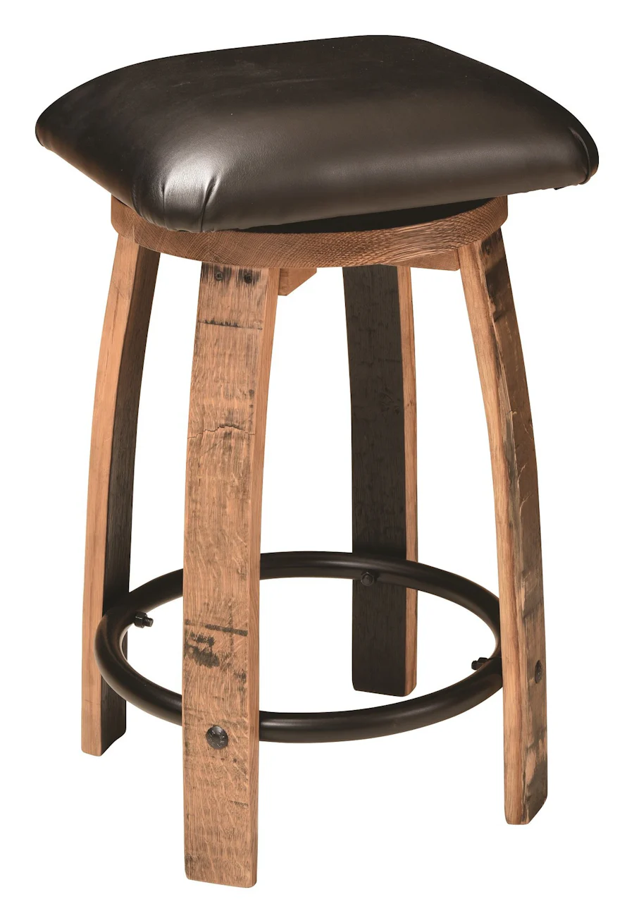 Amish Rustic Bar Stool with Round Steel | DutchCrafters Amish