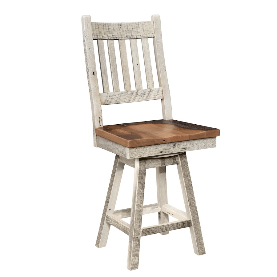 Reclaimed Barnwood Farmhouse Swivel Bar Stool from DutchCrafters