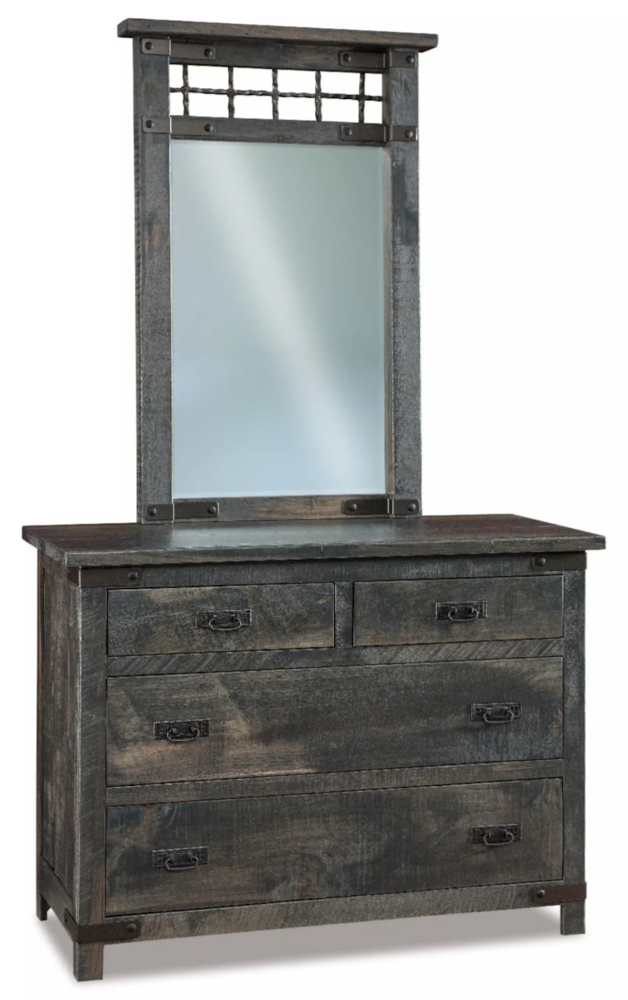 Ironwood 4Drawer Dresser with Optional Beveled Mirror from