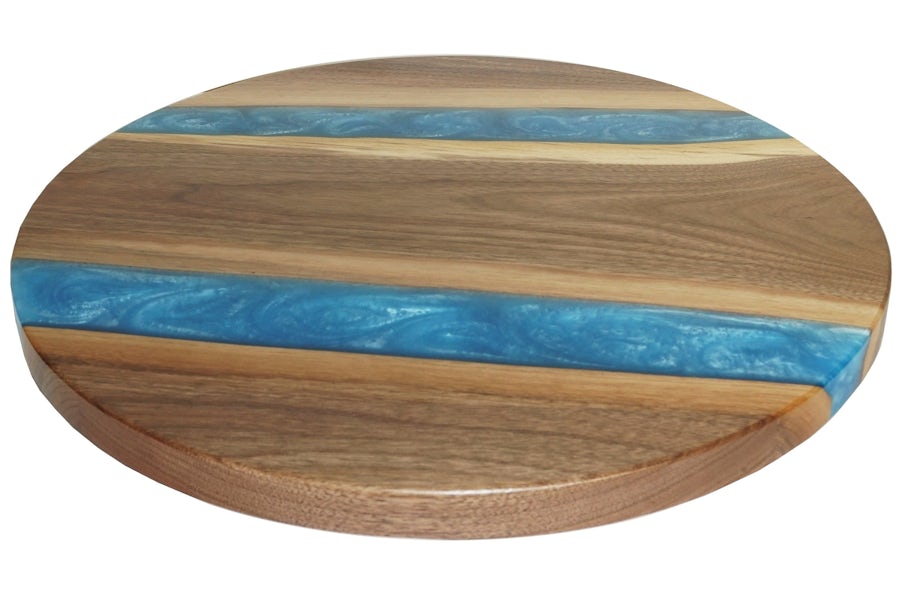 Artistic Walnut Lazy Susan Blue River Epoxy from DutchCrafters Amish