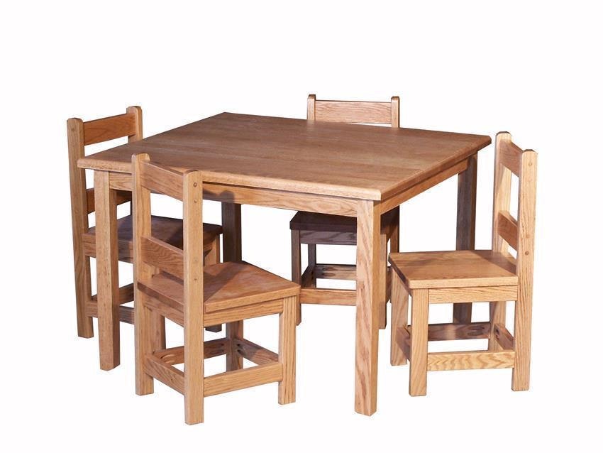 Amish Oak Kids Table & Chairs Set | Solid Wood, USA Made