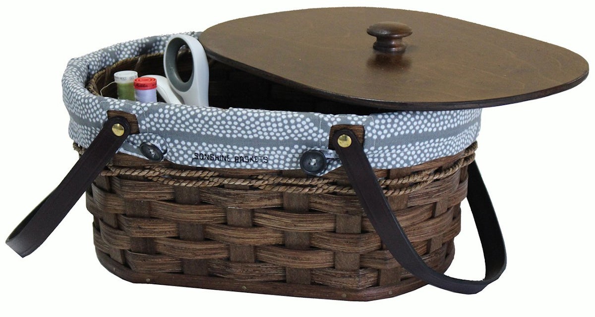 Woven Reed Small Sewing Basket from DutchCrafters Amish Furniture