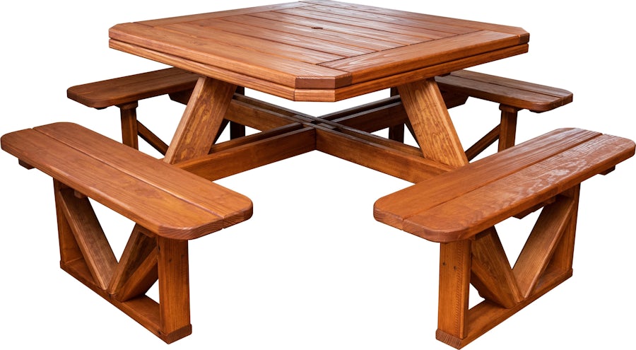 4'x4' Square Picnic Table with Benches from DutchCrafters Amish