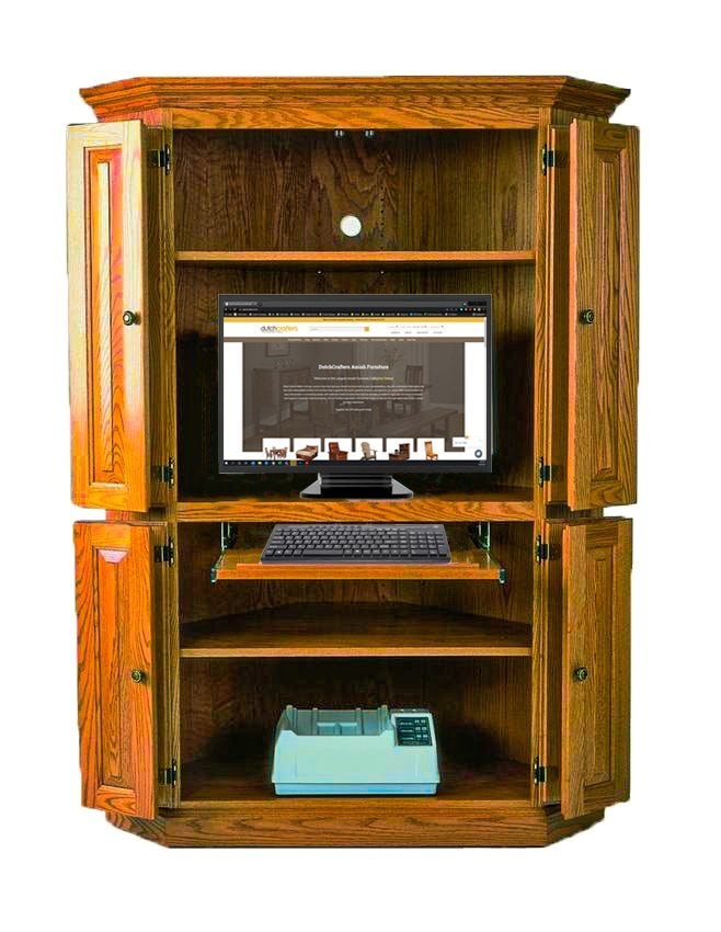 Hardwood Corner Computer Armoire from DutchCrafters Amish Furniture