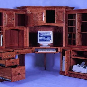 6-piece Deluxe Corner Computer Center From DutchCrafters Amish