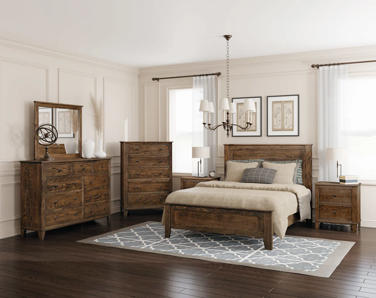 Grand Calumet Oak Panel Bedroom Set – Quick Ship