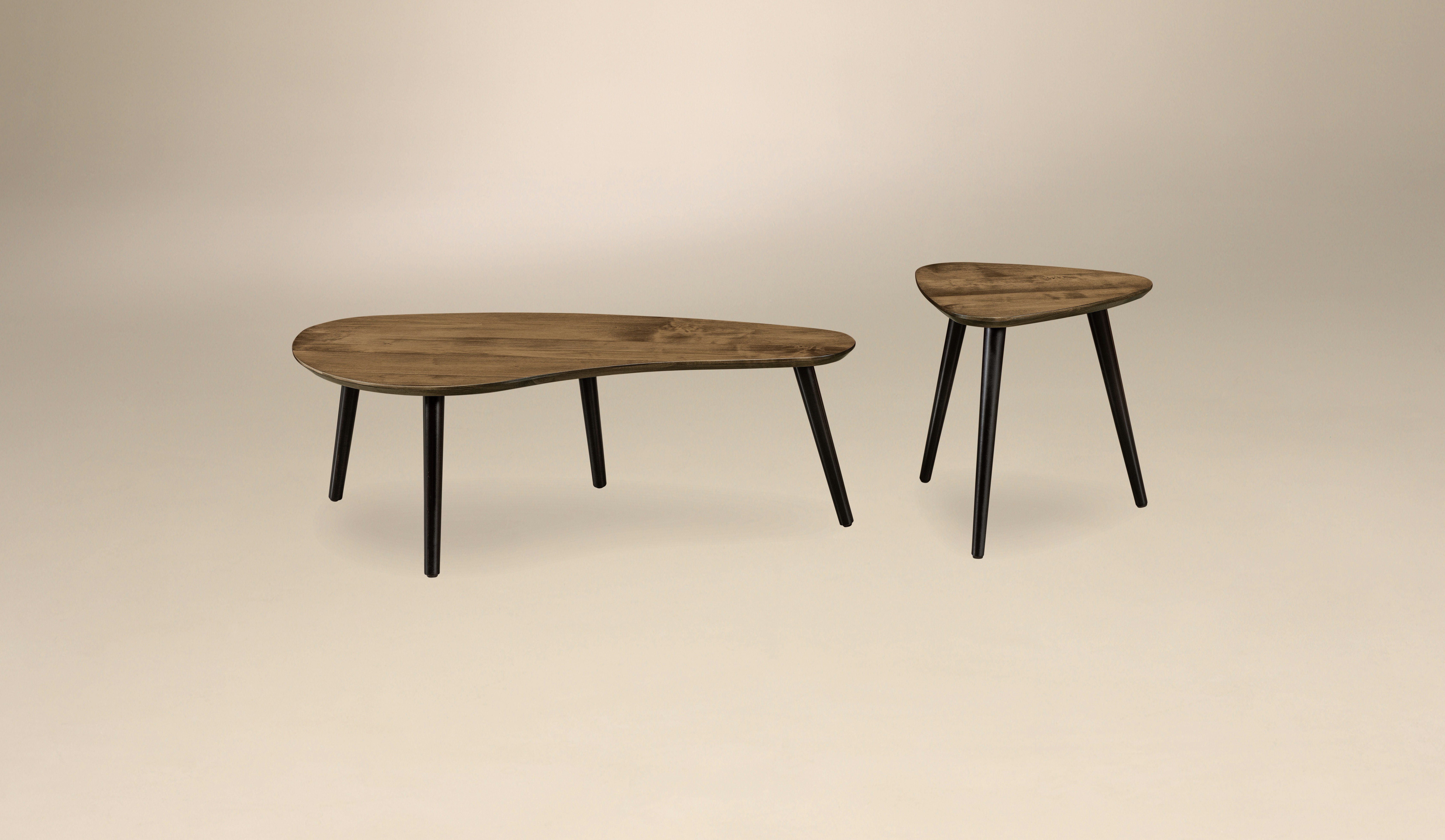 Image showcasing Amish Kidney-Shaped Contemporary Coffee Table | Solid Wood Accent