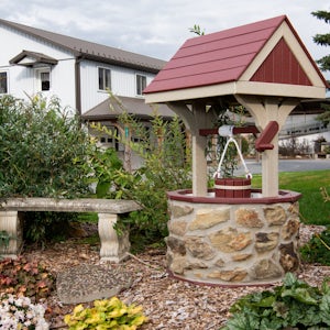 Jumbo Stone Wishing Well with Poly Roof - Handmade Garden Décor