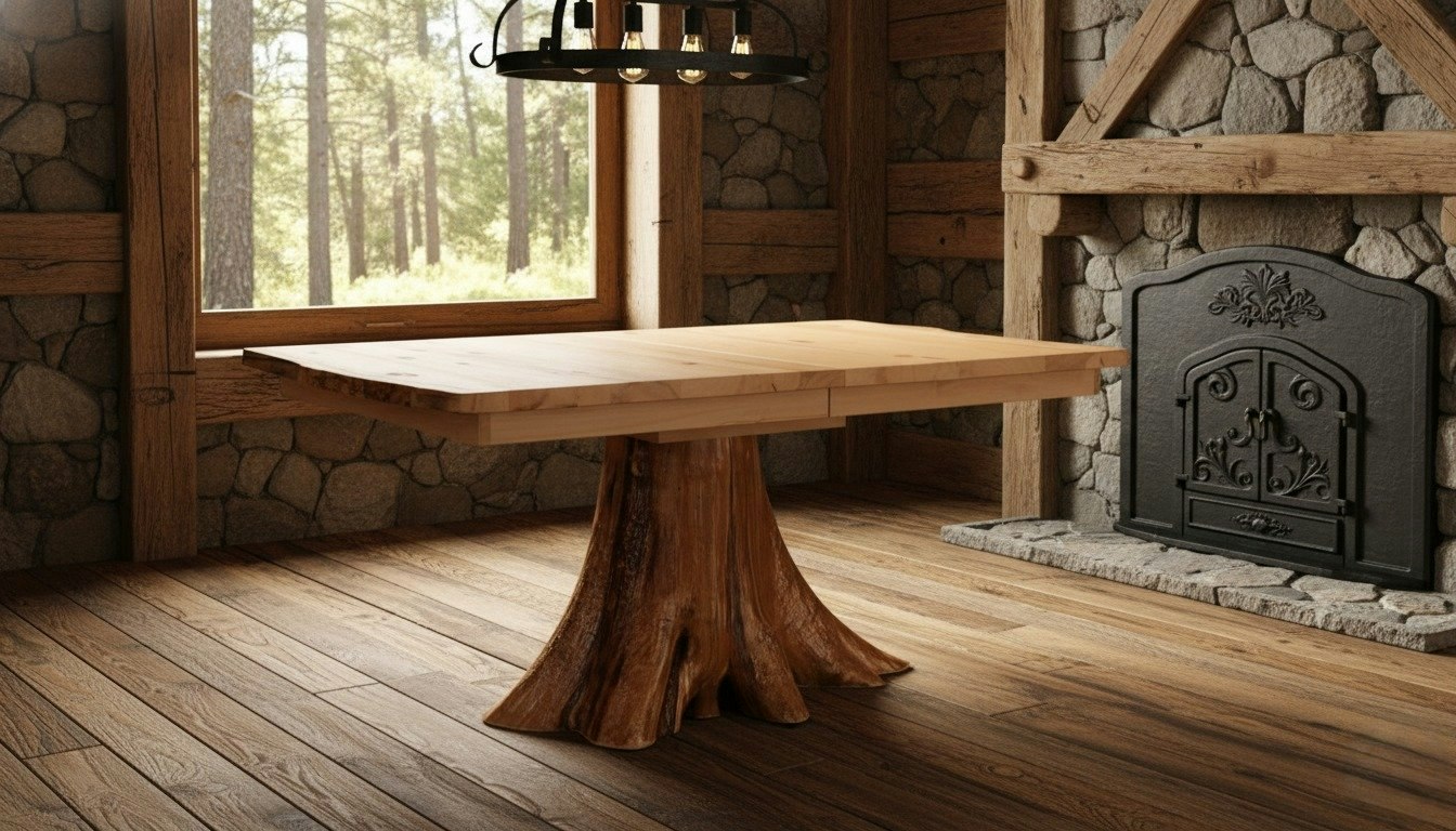 Handcrafted Rustic Tree Stump Dining Table | Unique Amish Table