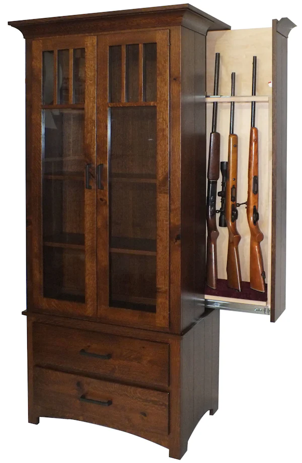 Amish Gun Cabinets | Solid Wood Display Cabinets with Glass Doors