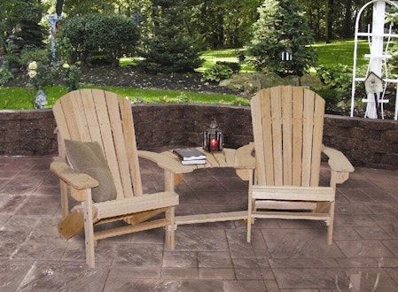 Amish Cypress Double Adirondack Settee with Optional Ottomans
